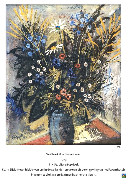 Veldboeket in blauwe vaas